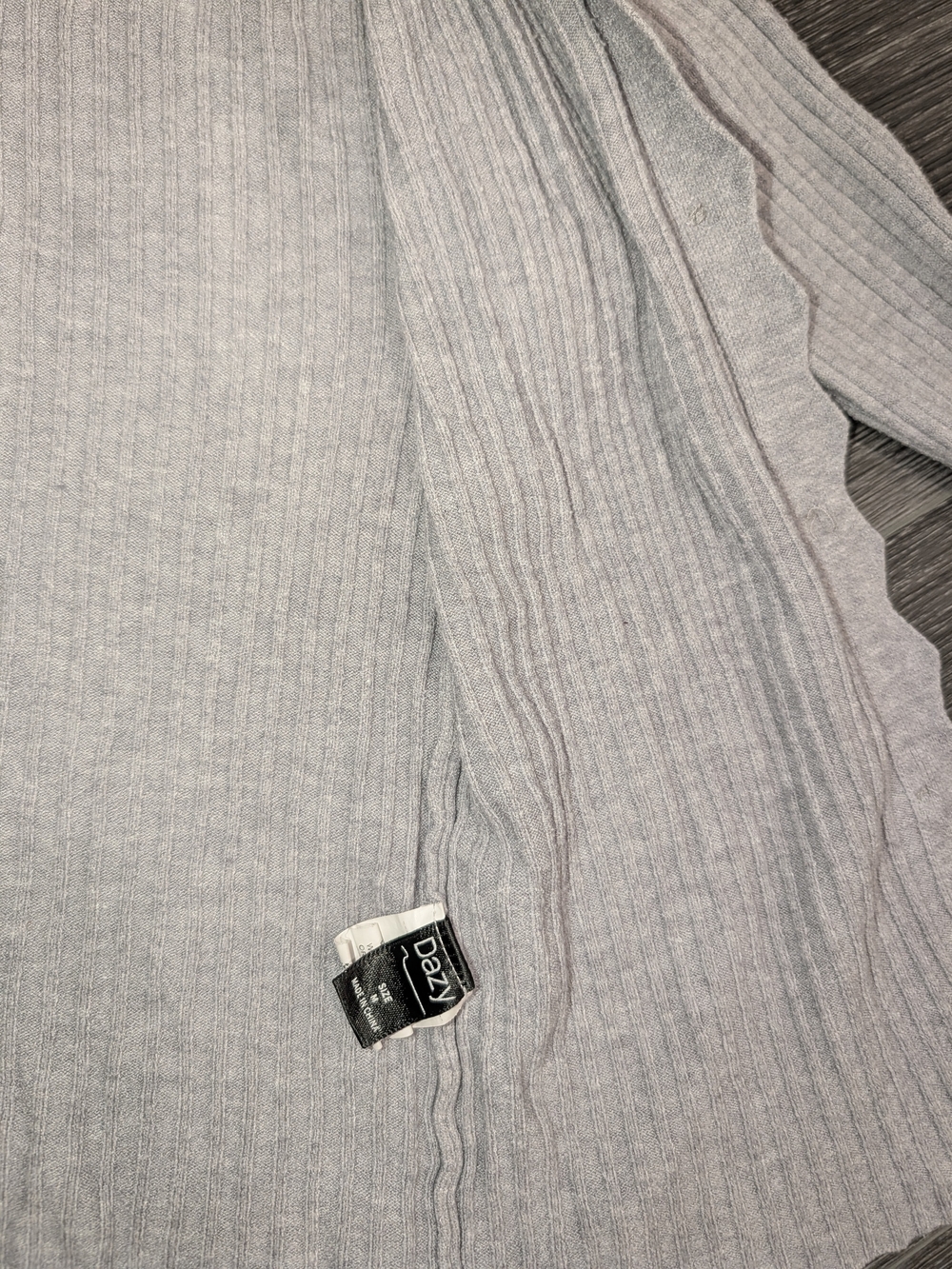 Women's Light Gray Ribbed Button-Front Cardigan - Picture 6 of 9